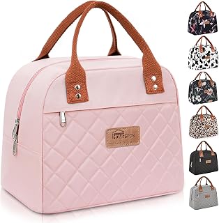 HOMESPON Insulated Lunch Bag for Women Men Adults Lunch Tote with Front Pocket Lunch Box Container Cooler Bag for Work Picnic (Pink)