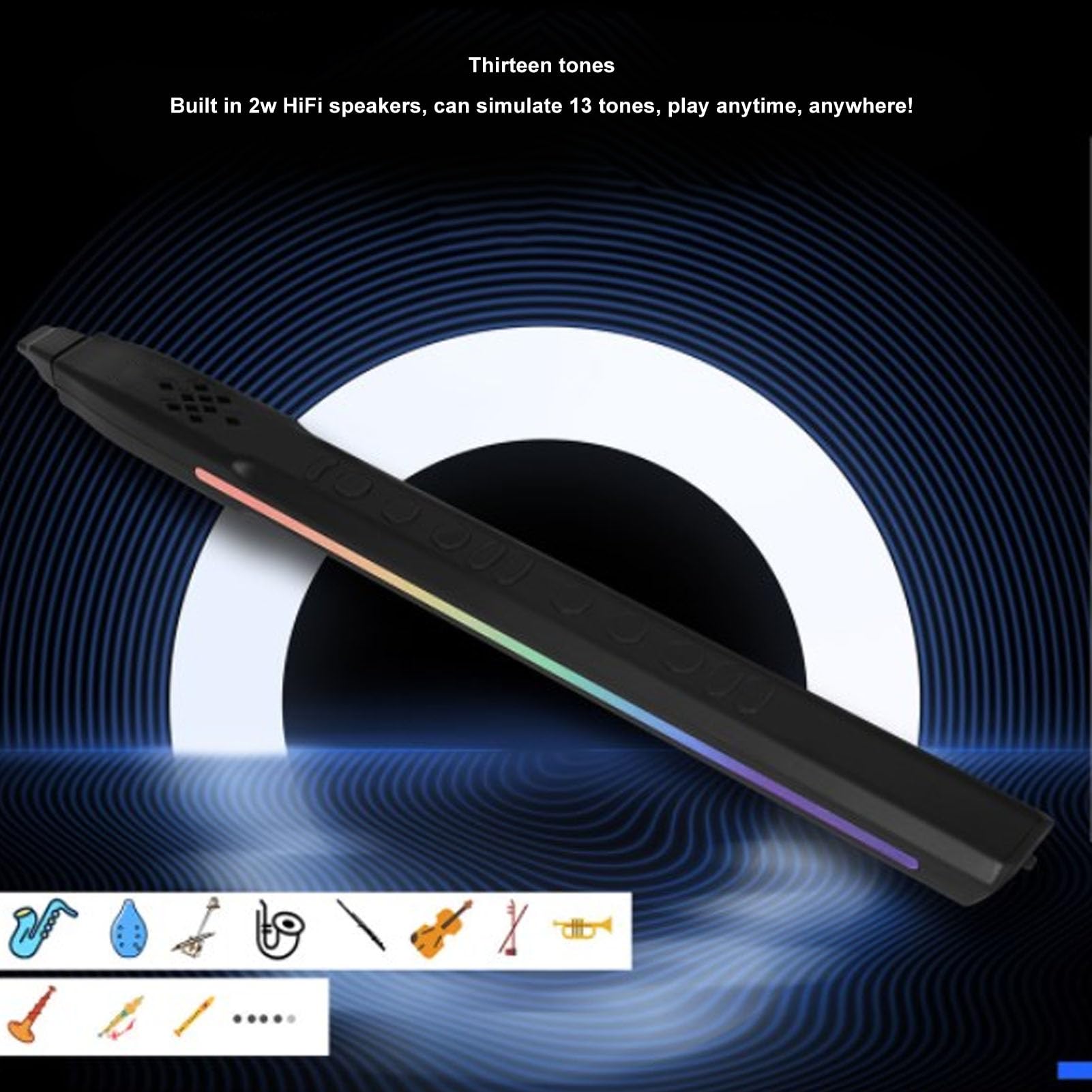 MIDI Electronic Saxophone, Digital Wind Instrument Synthesizer, 13 Tones Electric Saxophone, Portable Electronic Wind Instrument with Replacement Nozzle