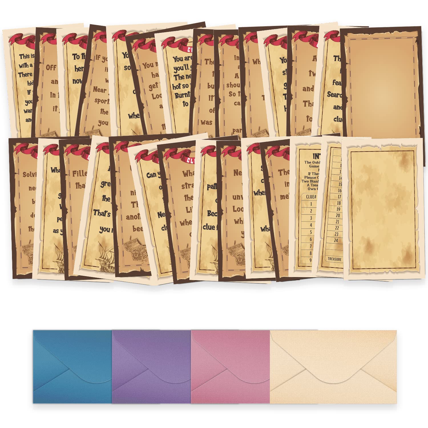 Amazon.com: Outdoor Rhyming Riddle Treasure Hunt Clues(28 Cards with  Envelopes), Treasure Hunt Games for Children, Teenagers and Adults,  Birthday Events, Party Games(XBK009E) : Toys & Games