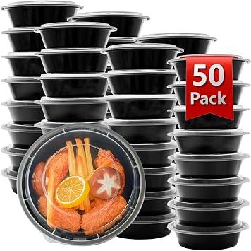 Meal Prep Containers, Food Containers with Lids, 24 oz, 50 Pack