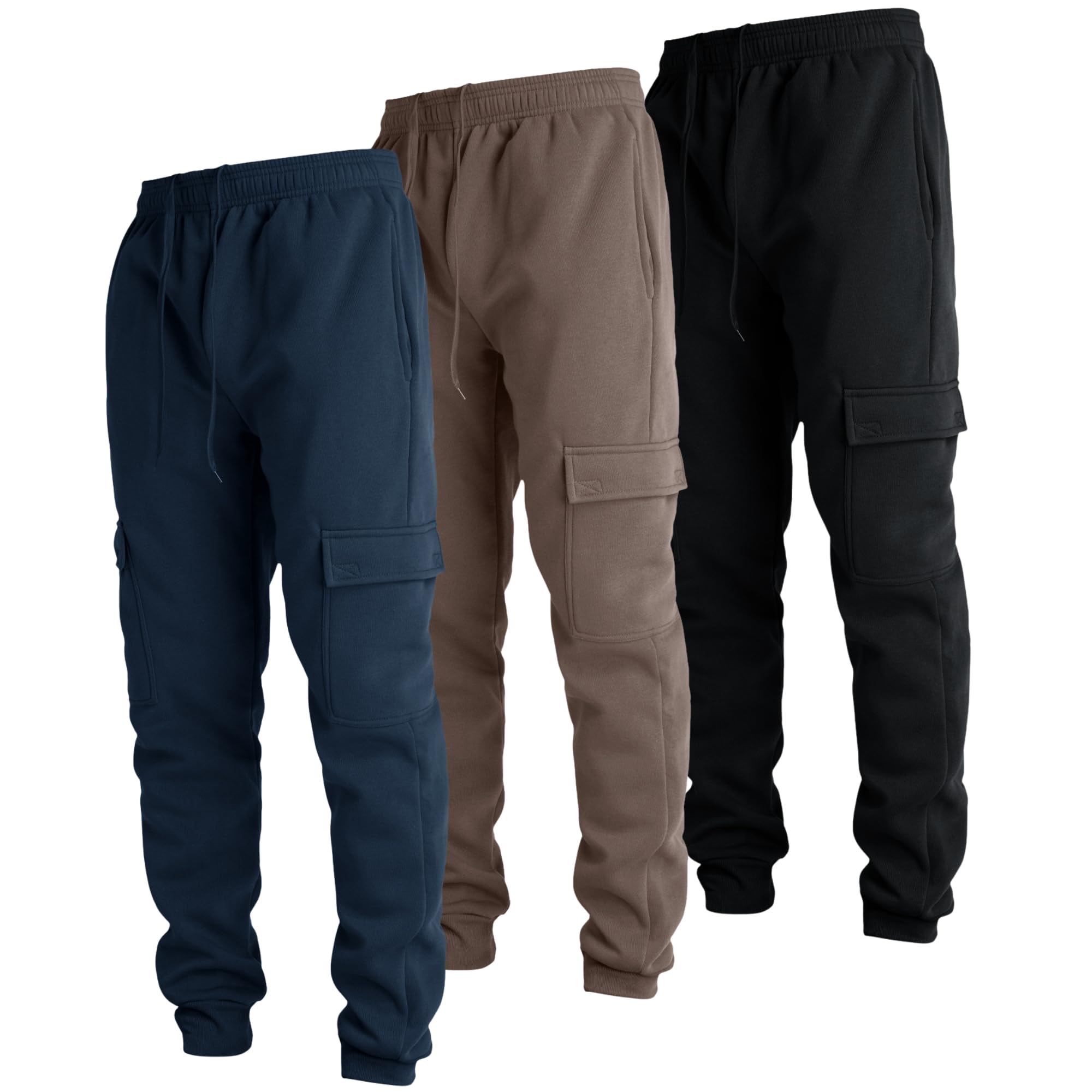 ultra performance 3 pack mens sweatpants, fleece cargo joggers for men with pockets