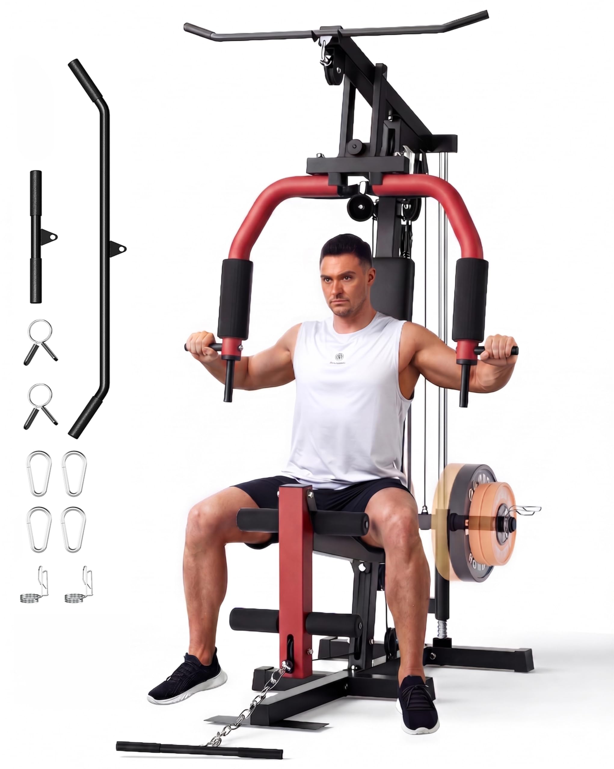 Photo 1 of Multifunctional Home Gym Machine, Home Gym Equipment with Leg Press, Full Body Workout Equipment for Strength Training, Max Capacity 400LBS, Fit for 1"&2" Holes of Weight Plates (#A Home Gyme Machine)