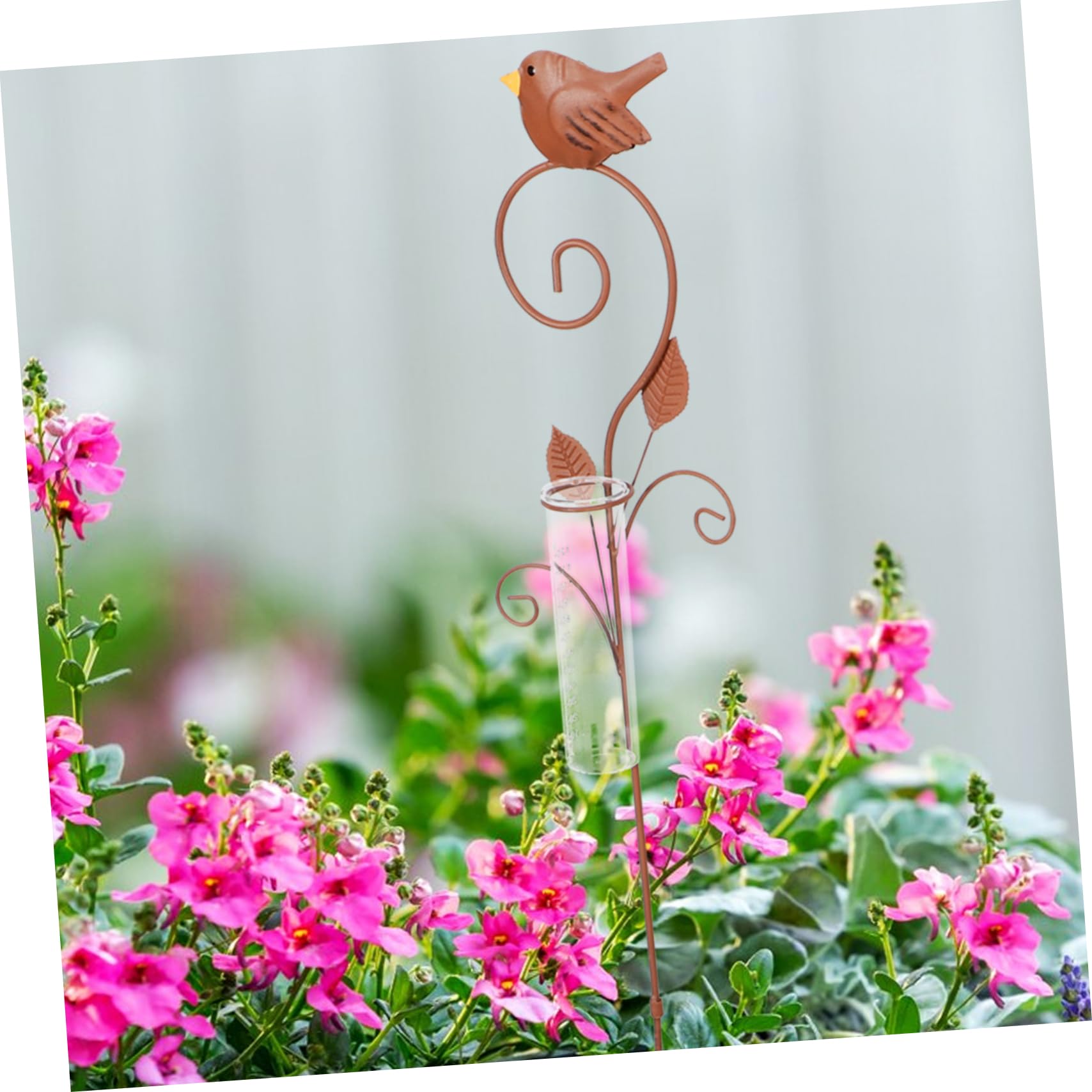 VANZACK Pluviómetro de Estaca de Hierro para Jardín, Medidor de Lluvia Decorativo de Suelo, de Hierro y Vidrio, para Patio y Césped
