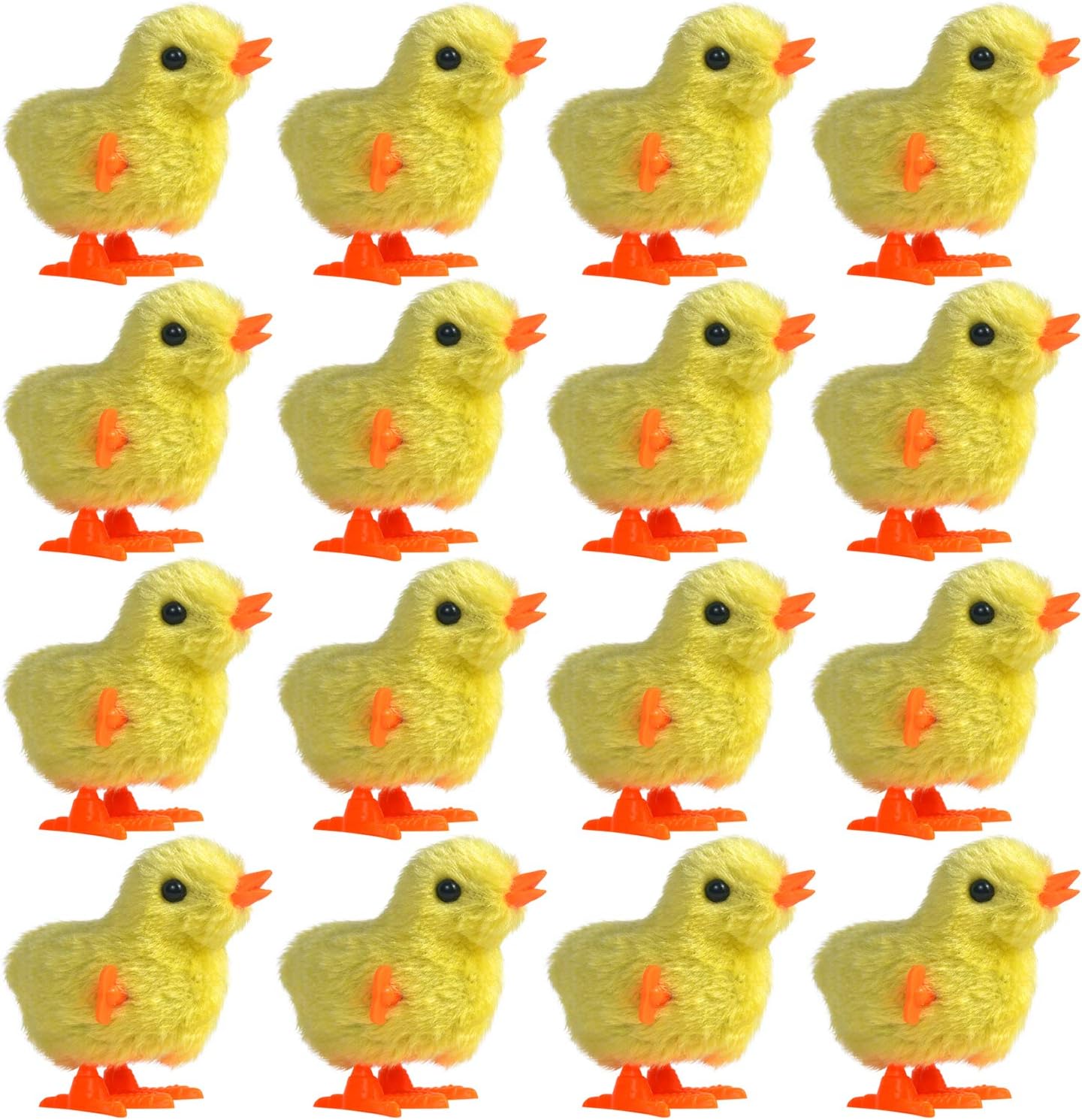 16 Pack Wind Up Chicken Novelty Jumping Chicken Gag Plush Chicks for Kids Party Favors Supplies Props,Halloween Party,Easter Basket Stuffers Cinco De Mayo