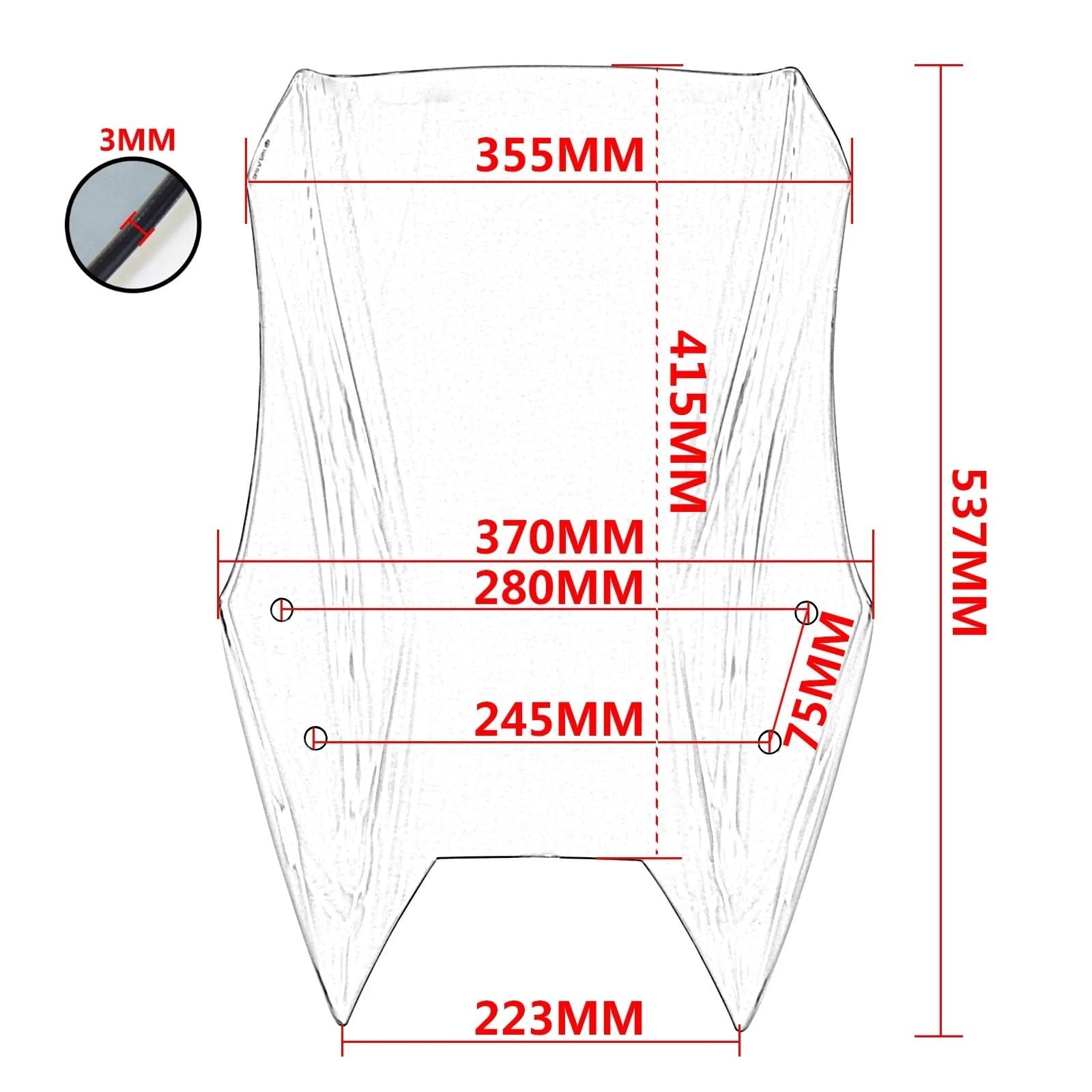 Osłona przeciwsłoneczna Pasuje do Suzuki v-strom 650XT 2017-2024 motocyklowa szyba przednia szyba przednia deflektor wiatrowy(Smoke Gray)