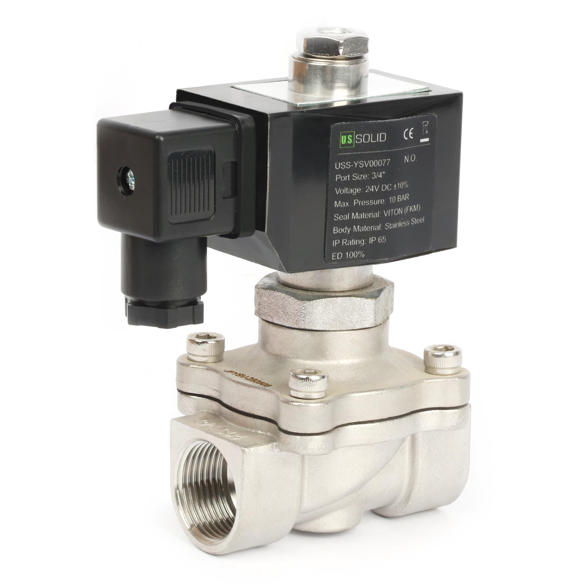 U.S. Solid Électrovanne acier inoxydable G 3/4" 24 V CC normalement ouvert 10 bar Solénoïde Valve d'eau électrique pour eau, air, diesel, kérosène et essence