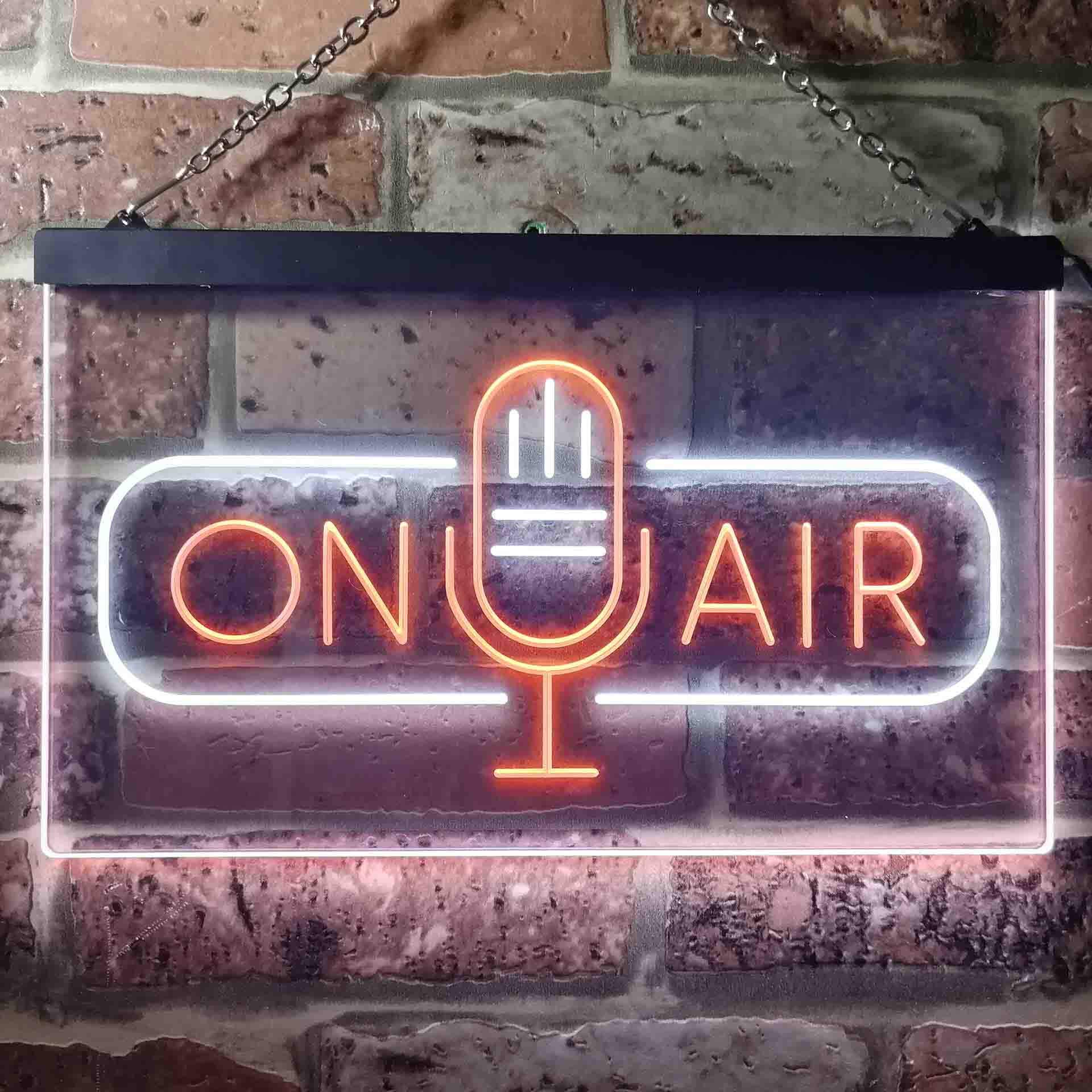 ADVPRO On Air Speaker Studio Dual Color LED Neon Sign White & Orange 24