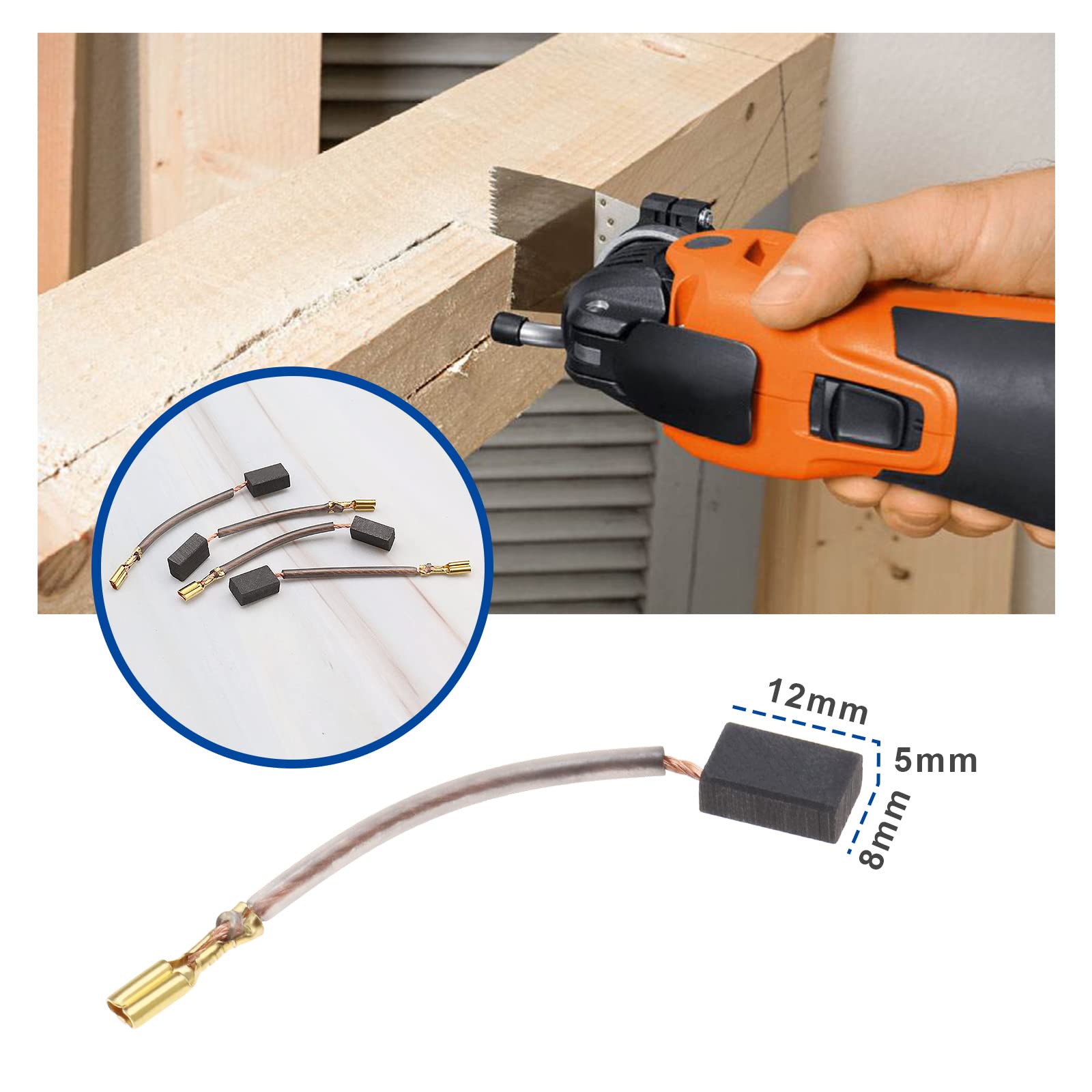 2 Paires Balais Charbon 5x8x12mm Pour Moteur Fein | Référence 30711129009 | Compatible MSX 636 II, FMM 250...