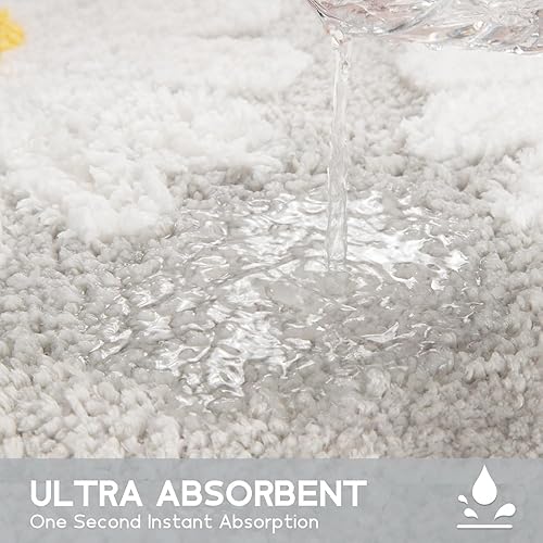 Miniatura 3 de Lindas alfombras de baño, decoración de flores grises y amarillas, tapete de baño de margaritas, tapete de baño de microfibra antideslizante