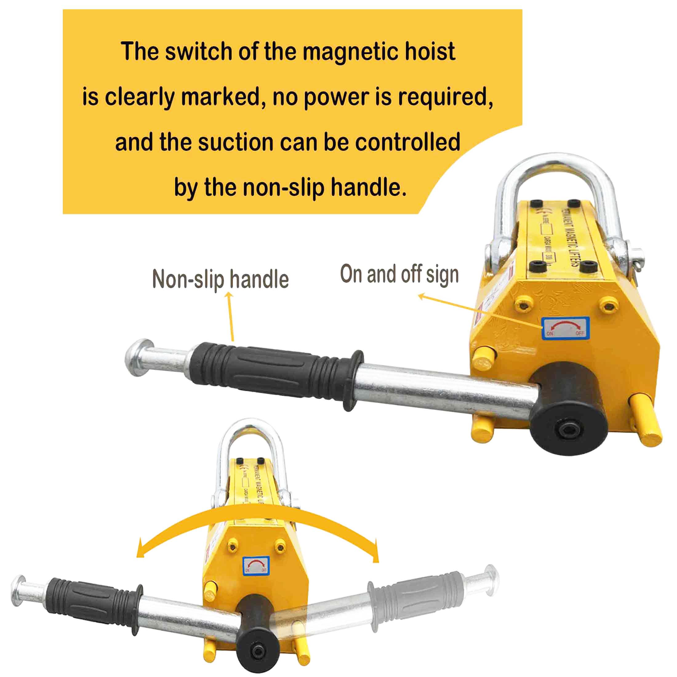 BEILOCKERY Magnetic Lifter, 2200lbs/1000kg Lifting Capacity, Permanent Magnetic Lifting, Super-Strong Neodymium Magnet, for Lifting Steel Sheet, Steel Block, Cylindrical Steel