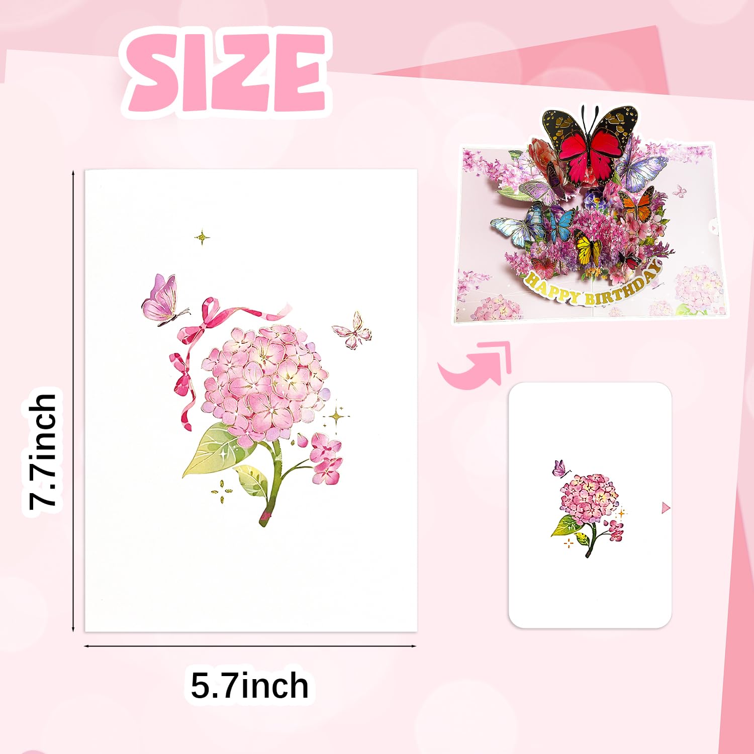 Tarjeta desplegable de feliz cumpleaños, hermosa tarjeta de felicitación floral 3D, tarjeta de cumpleaños desplegable para mamá, hermana, mujeres, abuela, madrastra, tía, hija, 5.7 x 7.7