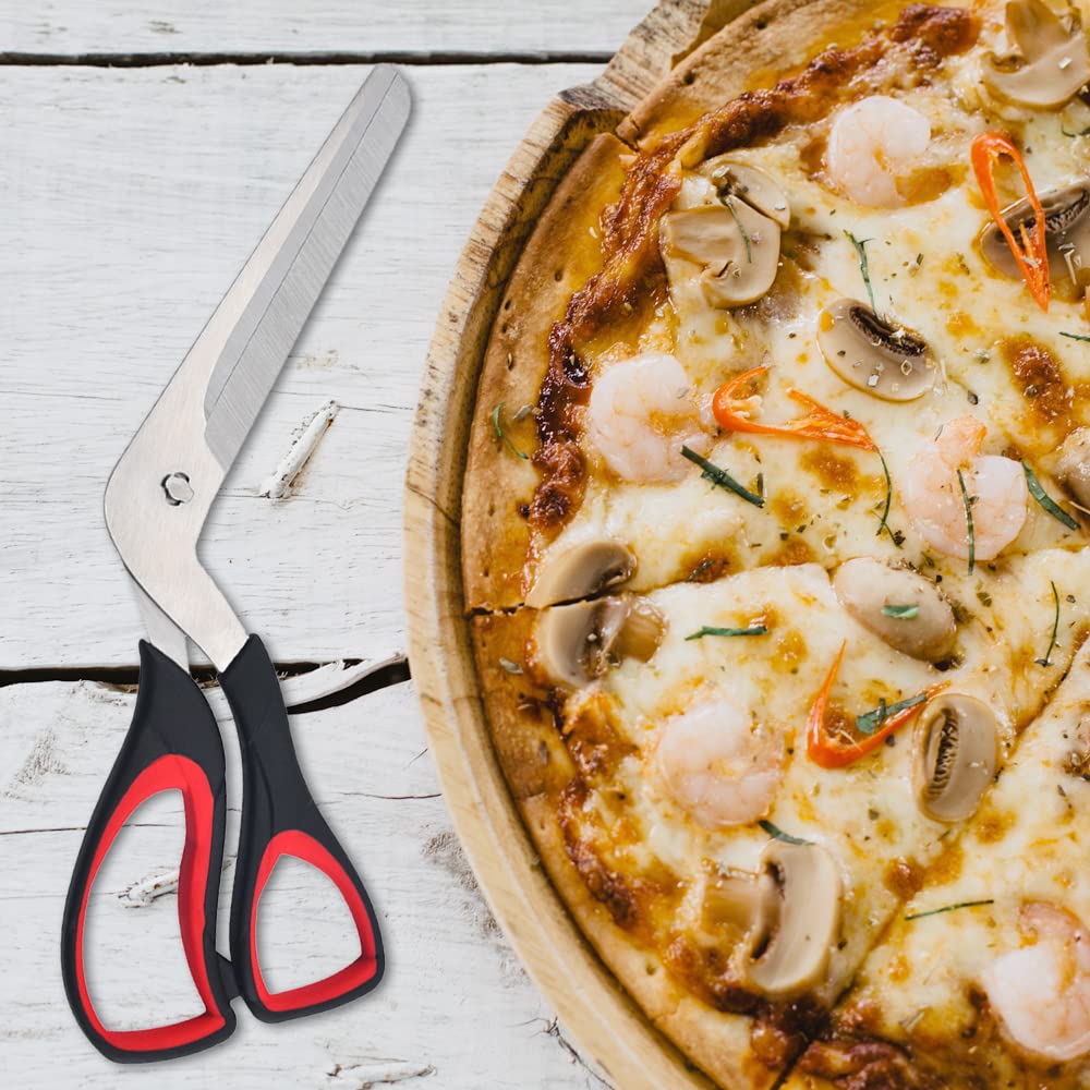 Pizza Scissors Food Grade Stainless Steel Pizza Cutter Stainless Steel Pizza Spatula Slicer Multi Function Kitchen Gadget for Kitchen Pizza Steak Barbecue Muffins
