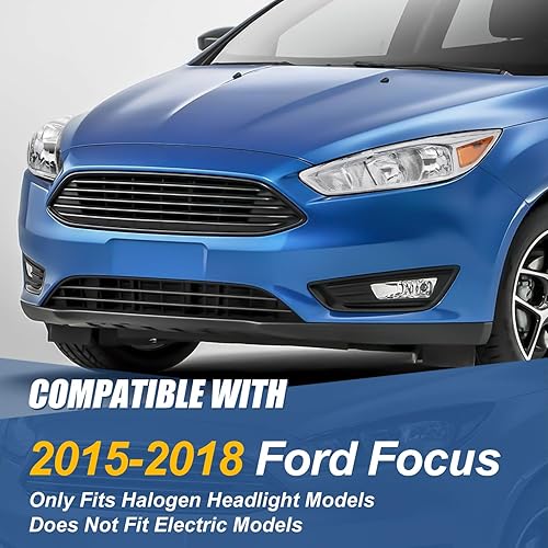 Miniatura 7 de Par de lámparas de montaje de faros delanteros de esquina ámbar con carcasa cromada compatibles con Ford Focus 3 generación 15-18