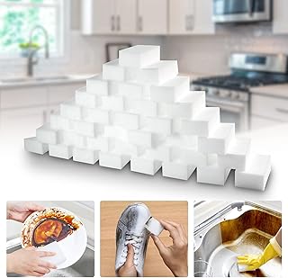 100Pack Magic Cleaning Sponges Eraser, Melamine Sponge Foam, Kitchen Dish Sponge Scrubber Pads, Multi-Functional Household Cleaner for Bathroom, Sink, Wall, Floor, Bathtub, Shoes