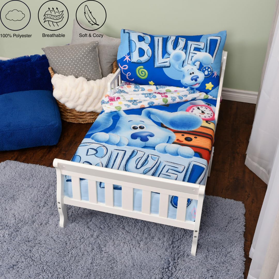 Blue's Clues 3-Piece Toddler Bedding Set - Reversible Comforter, Fitted Sheet & Pillowcase