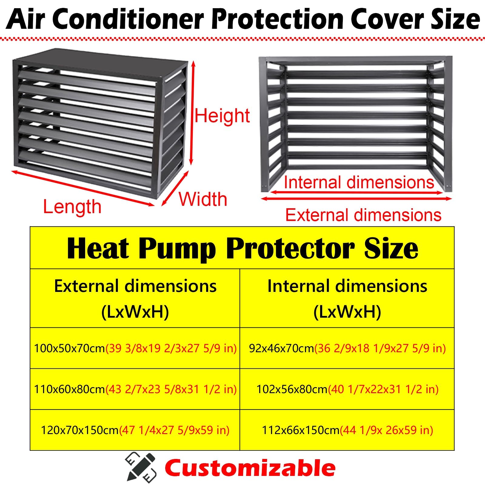 Protection Universelle Contre Les Intempéries pour Pompe À Chaleur Domestique/Industrielle, Protection Contre La Neige pour Unité De Climatisation(White,102x56x80cm)