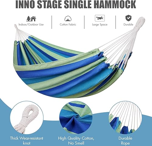 Miniatura 113 de Hamaca brasileña con correas para árboles, hamacas de algodón, hamaca portátil con bolsa de transporte para patio trasero, porche, uso en exteriores