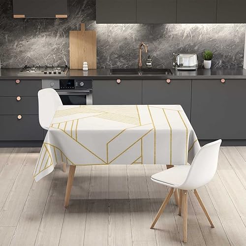 Vista 34 de Mantel blanco Redondo para Mesa De 4 Sillas Geometry Lattice Line Modern Outdoor Mantel para Boda Fiesta de Vacaciones 30 X 30 Pulgadas