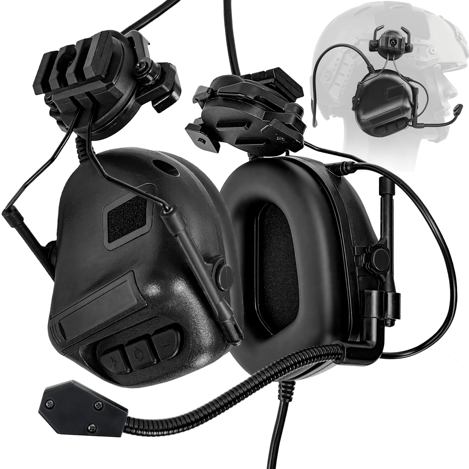 Auriculares para airsoft y caza tácticos con micrófono impermeable para intercomunicador 8
