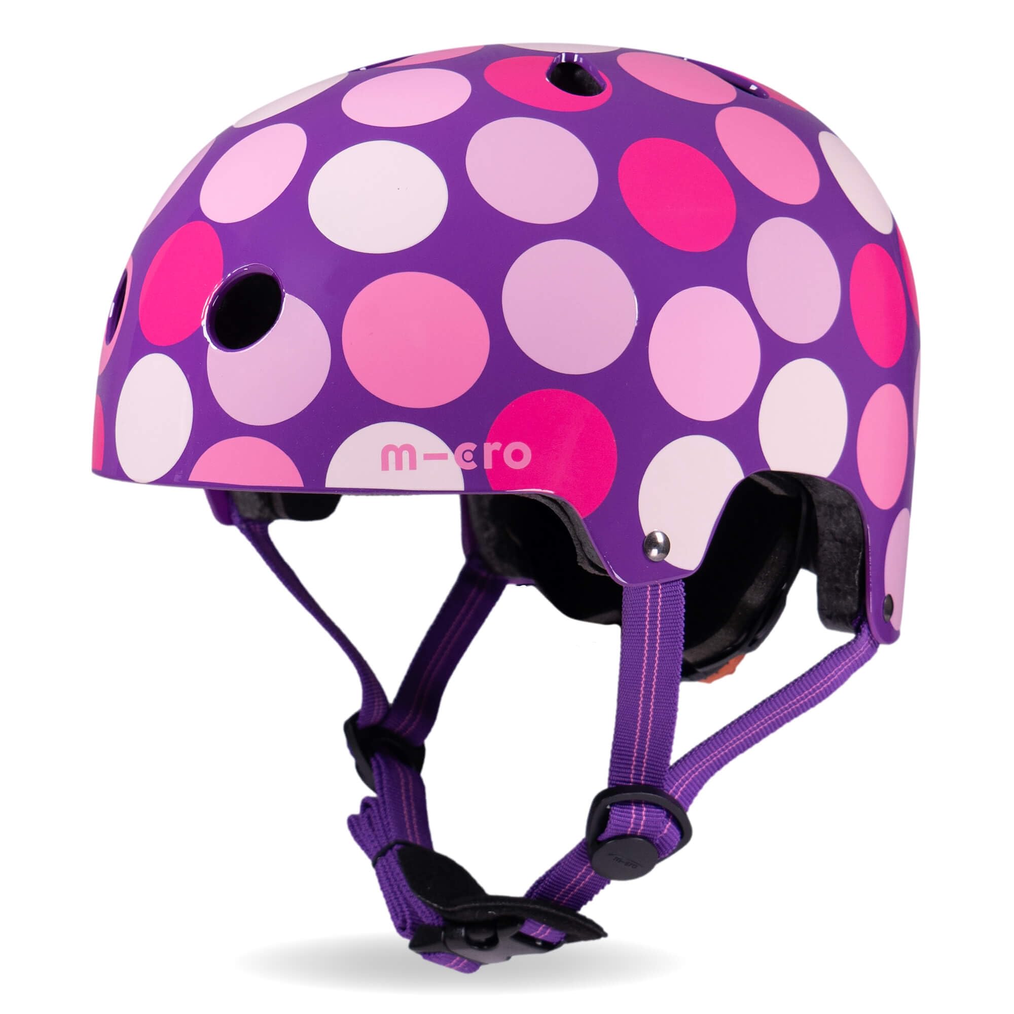 Micro Scooters | Bike/Scooter Printed Deluxe Children's Helmet | Cycling Accessories | Adjustable Headwear | Boys & Girls | 48-54cm | Purple Dot โ image 1