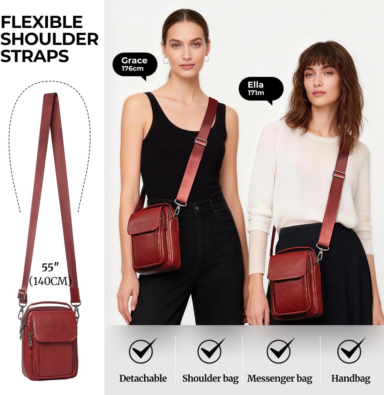 Augus Leather Small Messenger Bag For Men Crossbody Handbag Shoulder Sling Travel Bags for Men Purse Daypack Magnetic Buckle
