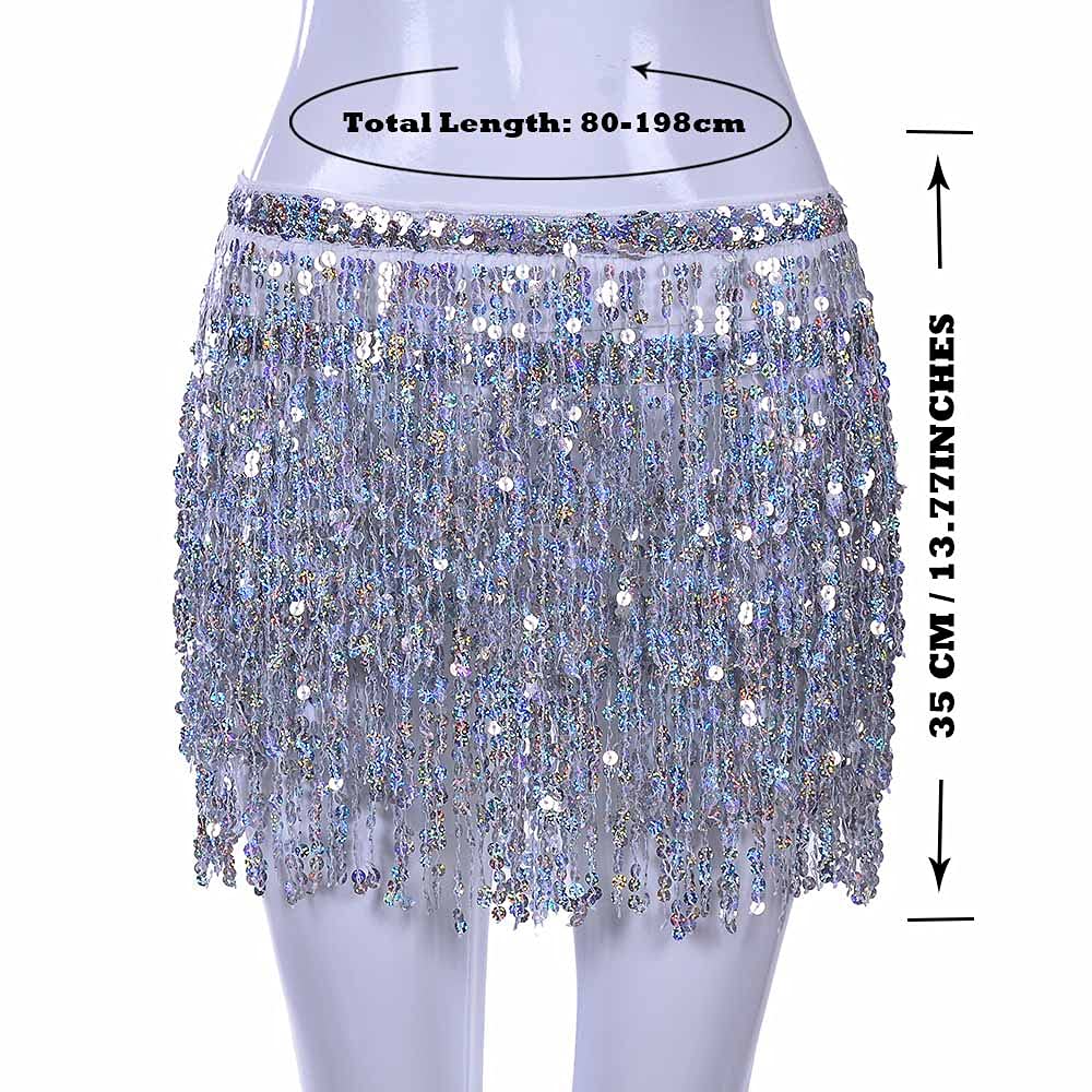 Jupe à Sequins Avec Franges Pour Danse Et Fête - Modèle Blanc Court à Volants - Idéale Années 50 Et Carnaval