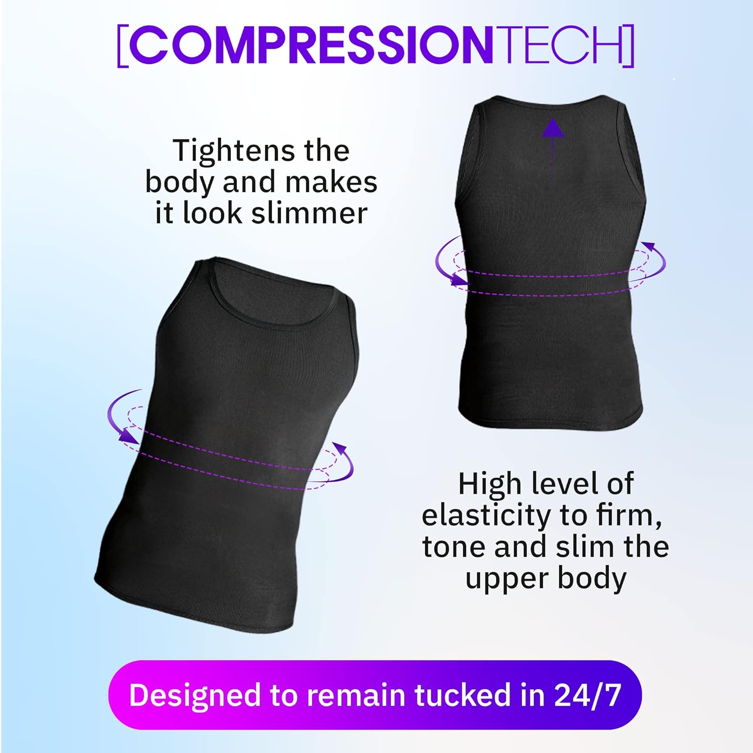 Miniatura 2 de Rounderbum Ropa interior para hombre Camiseta muscular acolchada para hombres Ropa interior Shapewear - Under Clothing Muscle Shirts para Hombre