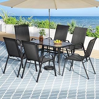 Gardeon 7PCS Outdoor Dining Set with 1 Pcs Table and 6 Pcs Dining Chairs, Garden Patio Furniture for Patio, Balcony, Garde...