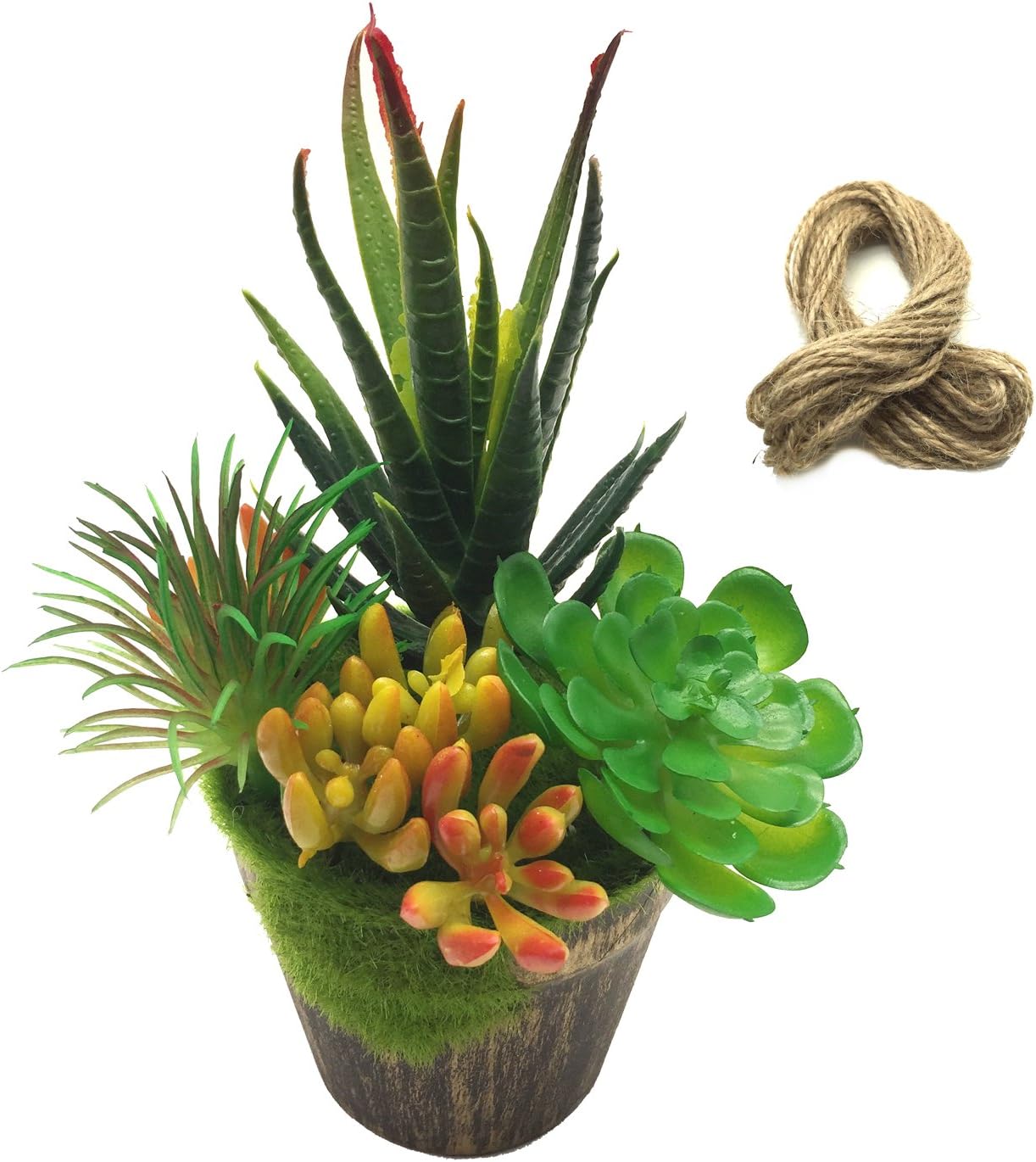 Pietydeko Mixed Artificial Succulent Flowers Plants with Pot Decor Stems Fake Succulents Plants Bulk Assorted Picks for Home Decor Indoor Wall Garden DIY 1set