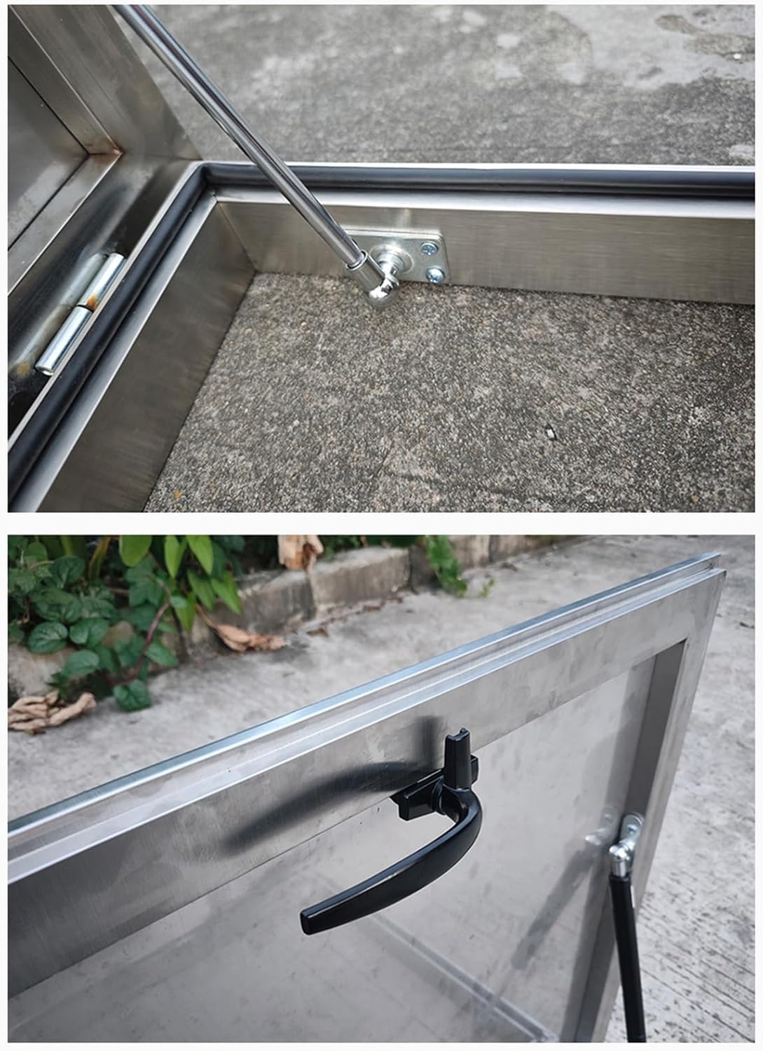 Roof Hatch Heavy Duty Attic Hatch Cover, Skylight Roof Caps Window with Gas Shock Strut, Heavy Duty Roof Security Door with Sealing Rubber Gasket & Handle(50 * 50cm/19.7 * 19.7in)
