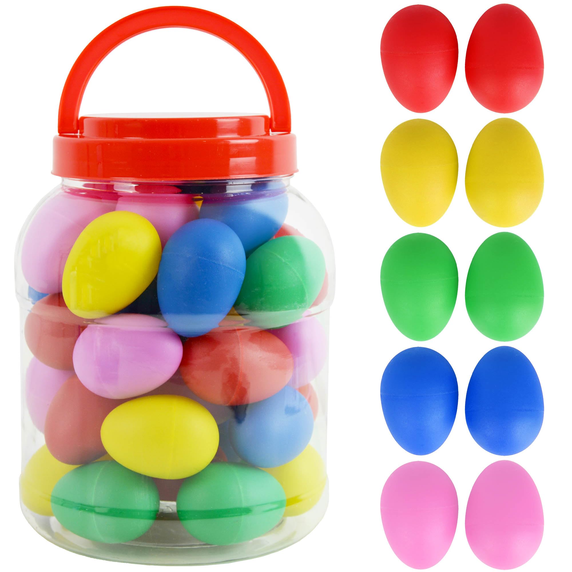 A-Star Multi Coloured Egg Shakers Tub of 40 Pcs - Percussion Rhythm Plastic Egg Maracas - Colori Misti