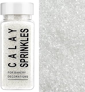 White Sanding Sugar Sprinkles, 4.6 oz Edible Sparkling Sugar Crystals fo...