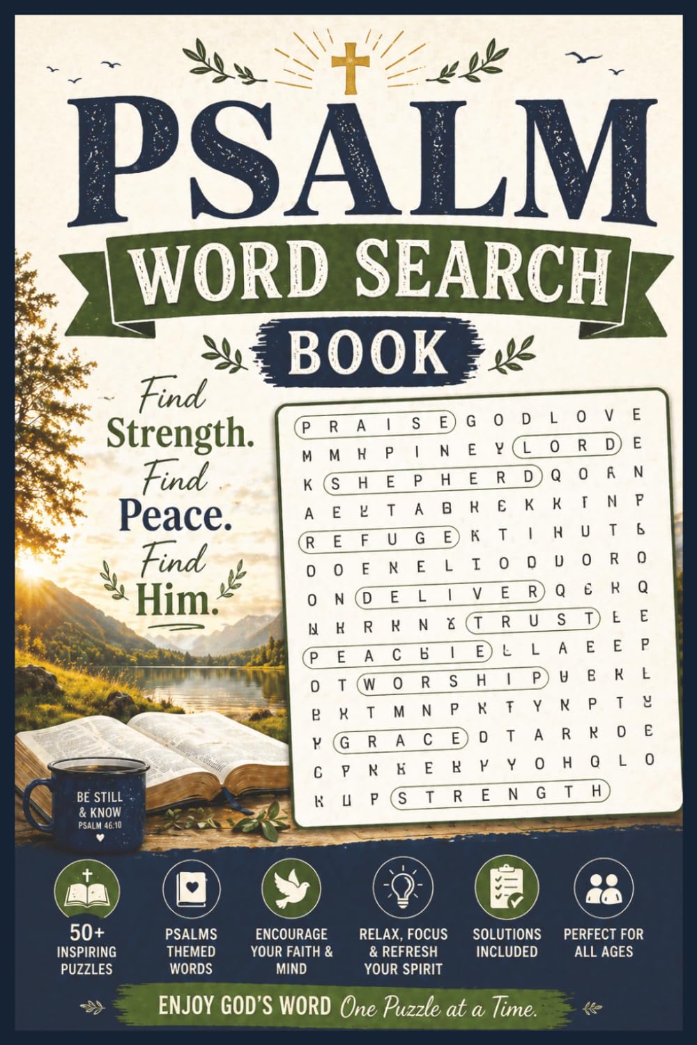 Psalm Word Search Book: Word Searches with Easy to Read Print about Psalms, Bible Words and More | 6x9 inches, 109 pages| 50+ Puzzles with Solutions | Gifts for Vacations, Holidays and Free Times