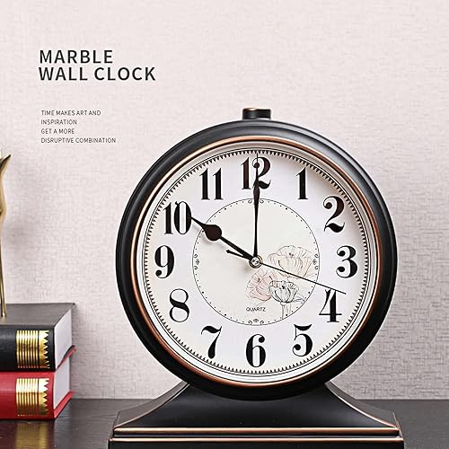 Miniatura 5 de rnuie Reloj de escritorio para decoración de mesa, reloj de repisa retro, funciona con pilas para chimenea, sala de estar, dormitorio, oficina, Negro