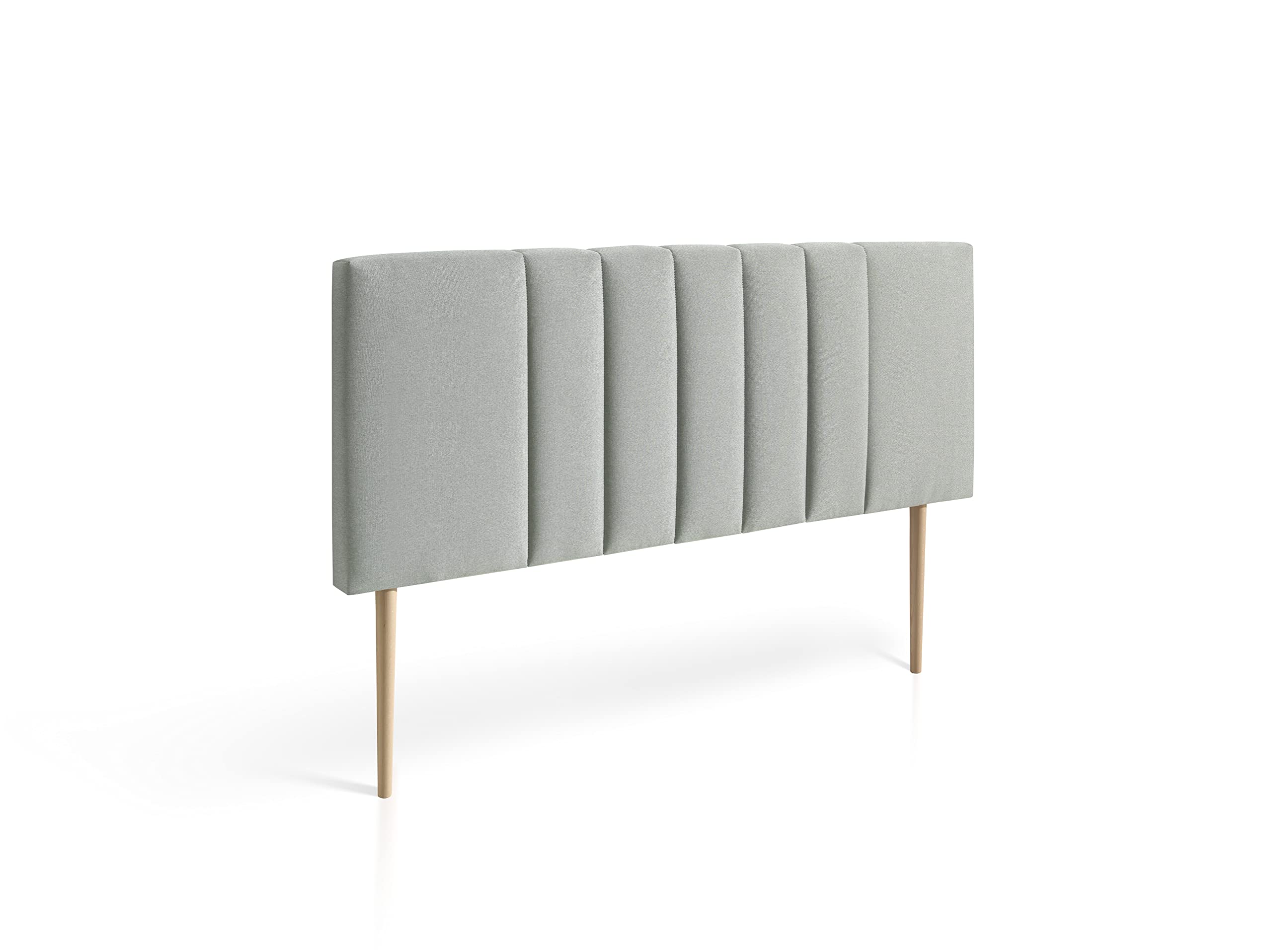 MOMMA HOME Luna Headboard in Fabric with Wooden Legs – Upholstered and Padded in Soft Fabric – Includes Hardware (Grey, 160 x 60 cm)
