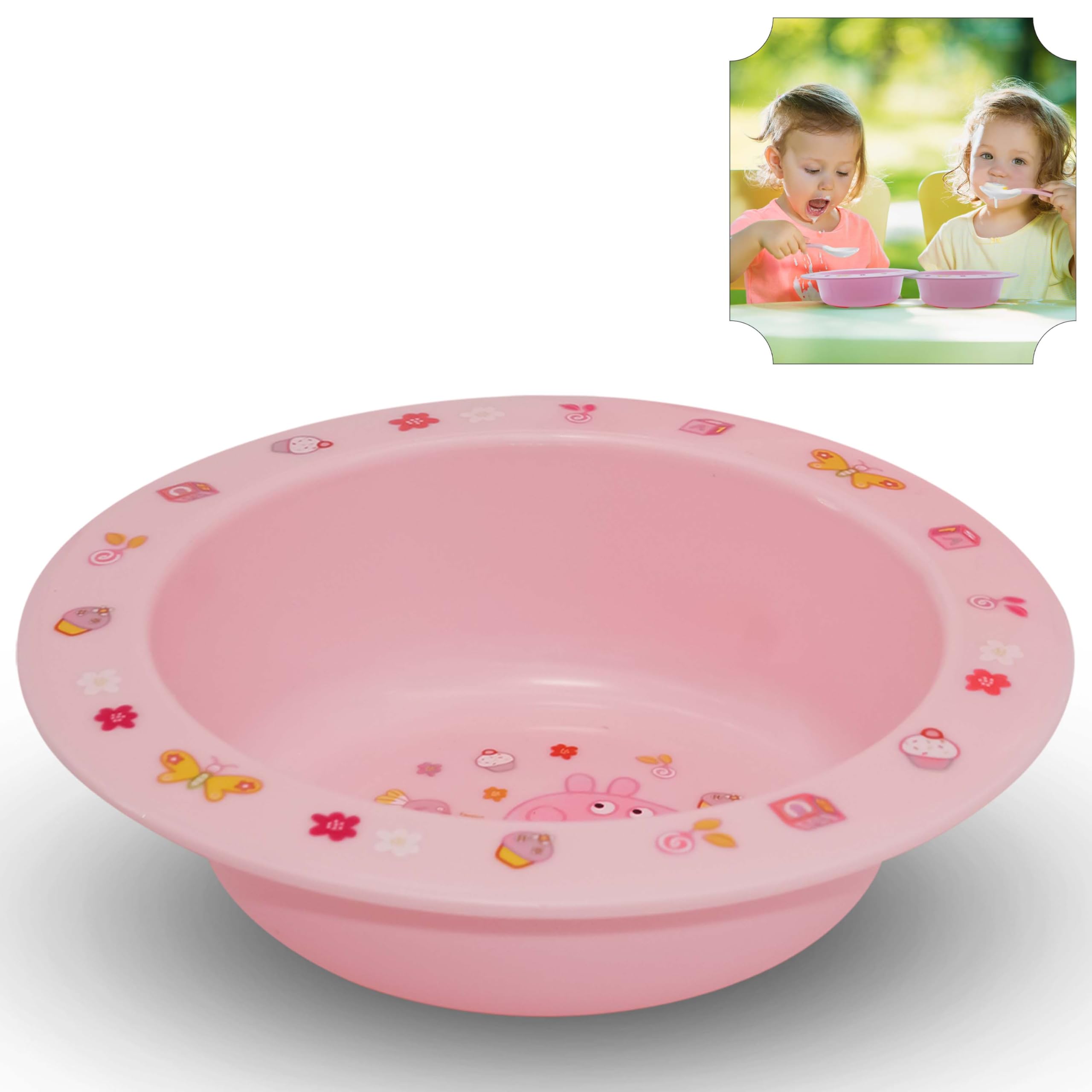 Peppa Pig Dinnerware Self Feeding Bowl Pink, PP Plastic Baby Weaning Supplies for Mealtimes Ages 6+ Months Kids, Dishwasher and Microwave Safe Tableware