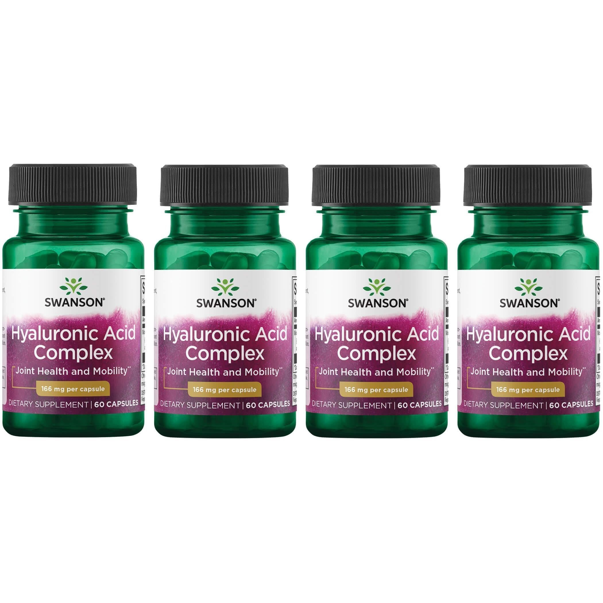Swanson Hyaluronic Acid Complex 166 mg, 60 Capsules, 4 Pack 60 Count (Pack of 4)
