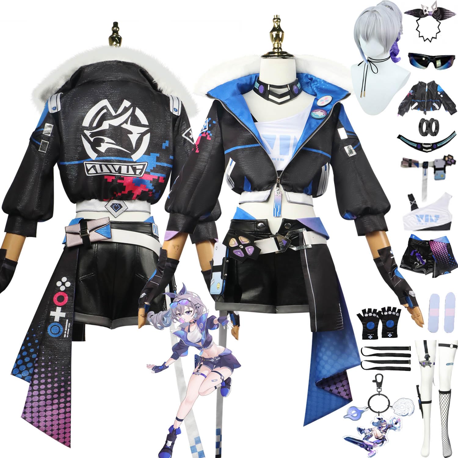Cosplay Life Honkai Star Rail Cosplay Costume Halloween Outfit Uniform Full Set Costume For Unisex Adult - Small - Silver Wolf