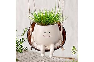 Casewin Hanging Planters Set of 2 Ceramic Planter Pots for Indoor/Outdoor Plants