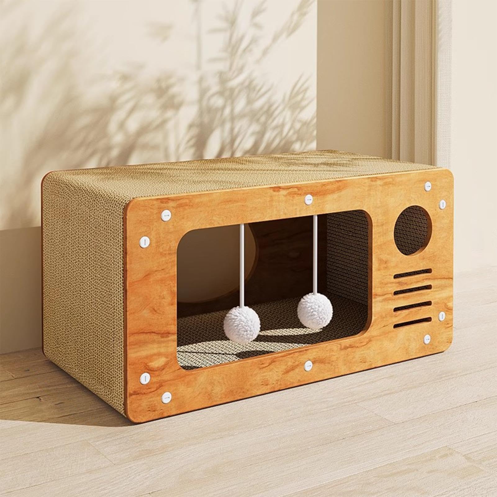 Maison pour chat, grattoir, maison pour chat en carton, maison de grattage 2 en 1, lit combiné, lounge et cachette pour chats domestiques