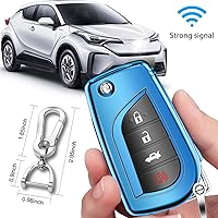 Vista 5 de QBUC Funda para llavero Toyota compatible con Toyota Fortuner Tundra Camry RAV4 Highlander Corolla Smart Key Sliver