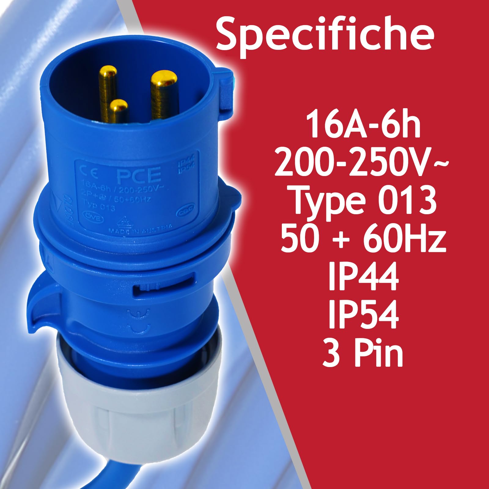 SPARES2GO Cavo splitter da 16 A, 240 V, per roulotte, camper, collegamento a Y a 2 vie, 2 prese da 16 A (blu)