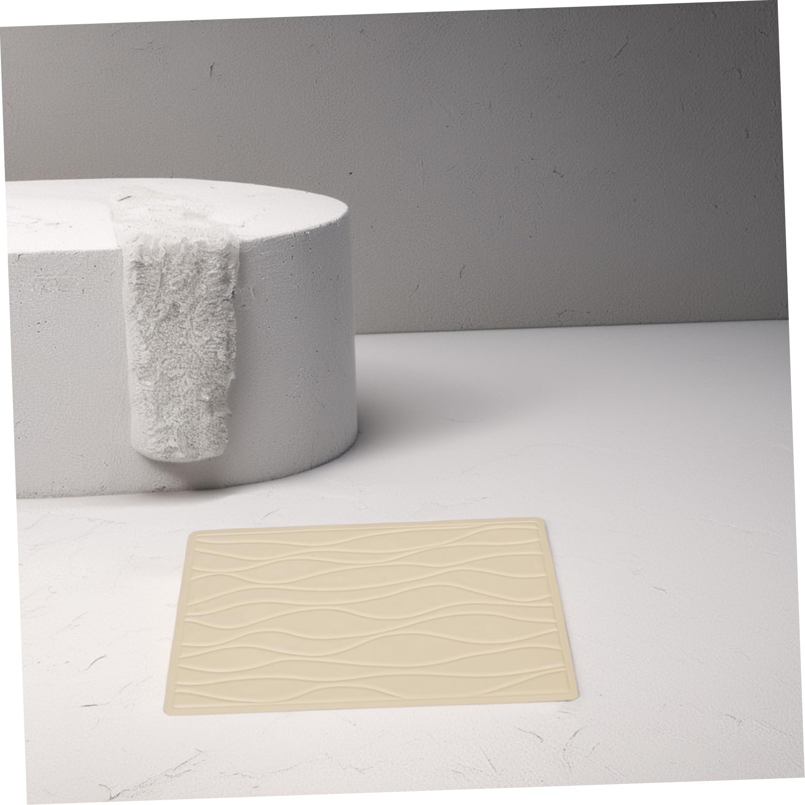 FRCOLOR Alfombra de Bañera Antideslizante de Goma Beige con Ventosas, Adecuado para Ducha y Baño en Casa, Cómoda y Segura
