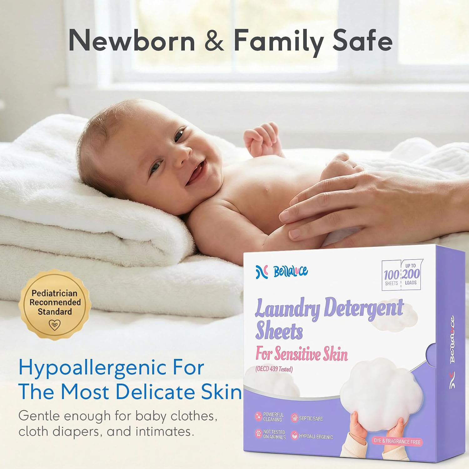 BellaLuce Sensitive Skin Laundry Detergent Sheets, 200 Loads, 100 Count image 5