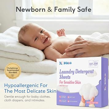 BellaLuce Sensitive Skin Laundry Detergent Sheets, 200 Loads, 100 Count
