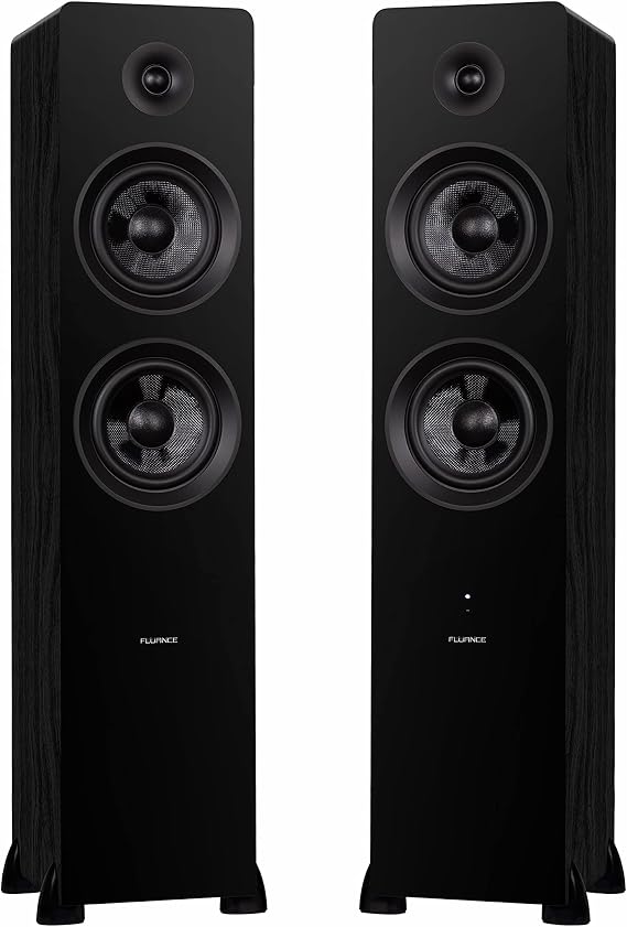 Fluance RT81 Elite High Fidelity Vinyl Turntable (Piano Black) with Ai81 Powered 2-Way Floorstanding Speakers (Black Ash) Diamond Stylus, Belt Drive, Built-in Preamp, 150W Class D Amplifier, Bluetooth