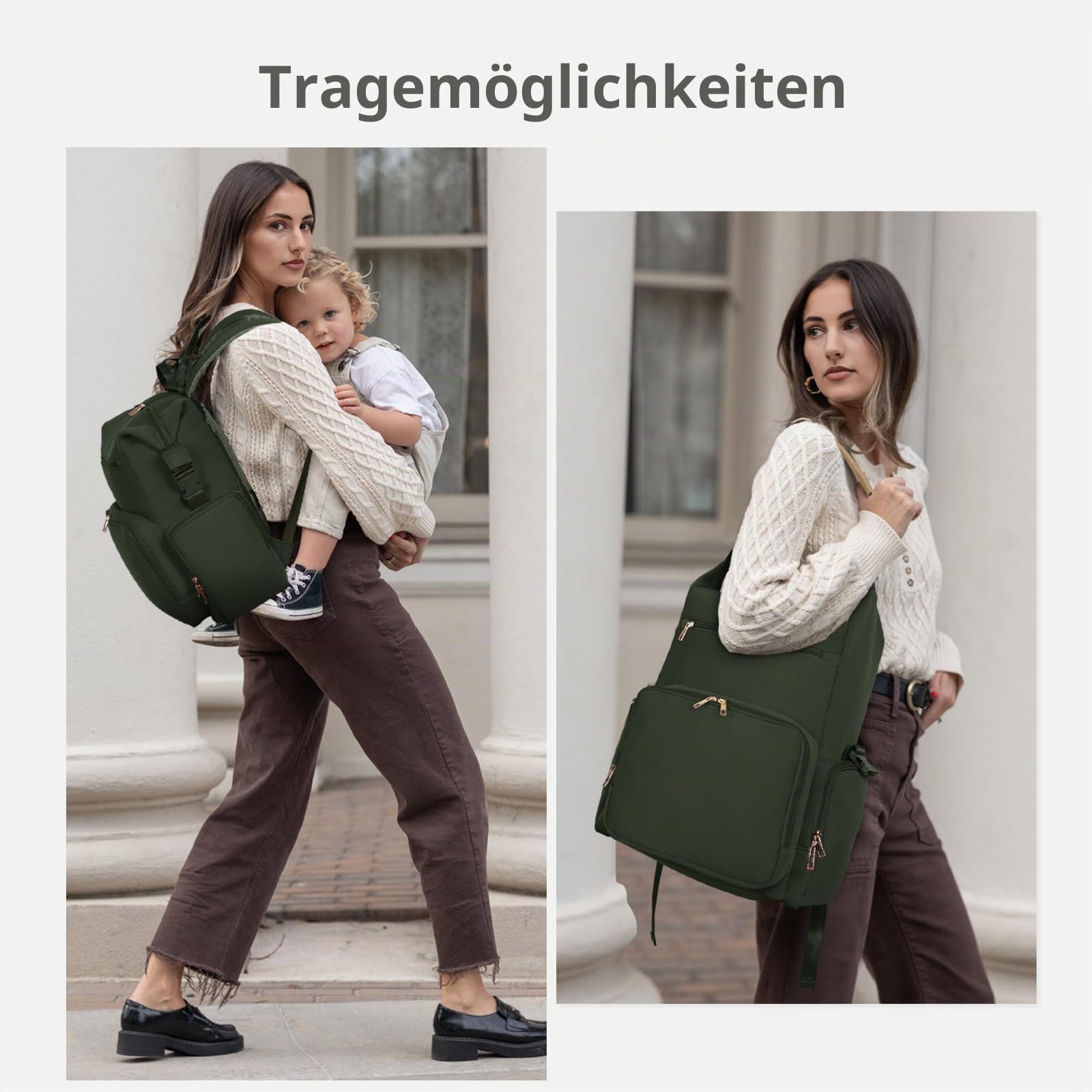 CEI-CEI Neopren Wickelrucksack Große Wickeltasche für Neugeborene, wasserdichter Reise-Rucksack für Mama und Papa mit isolierten Fächern und Wickelunterlage