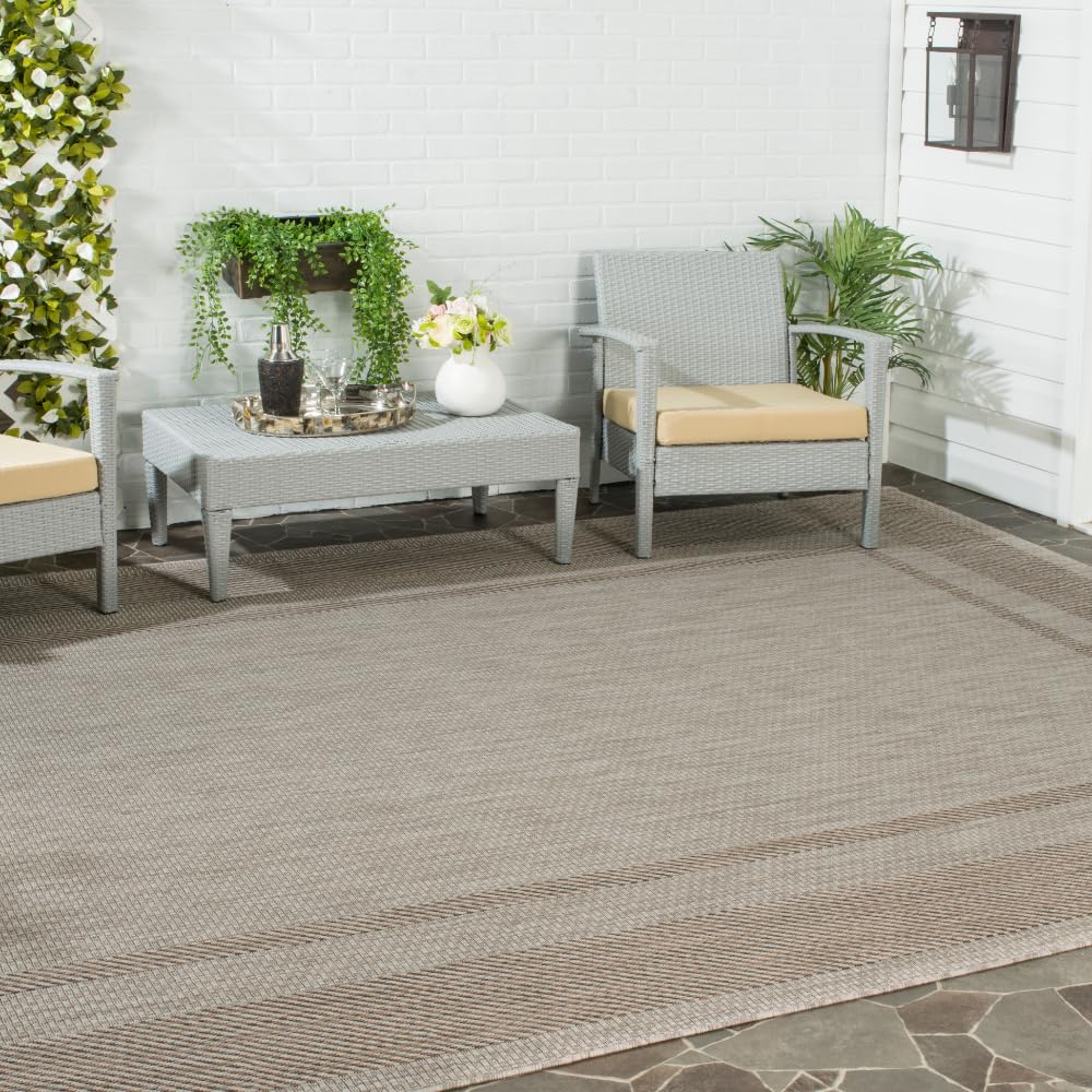 SAFAVIEH Courtyard Collection 8' x 11' Beige/Brown CY8477 Indoor/ Outdoor Waterproof Easy-Cleaning Patio Backyard Mudroom Area-Rug