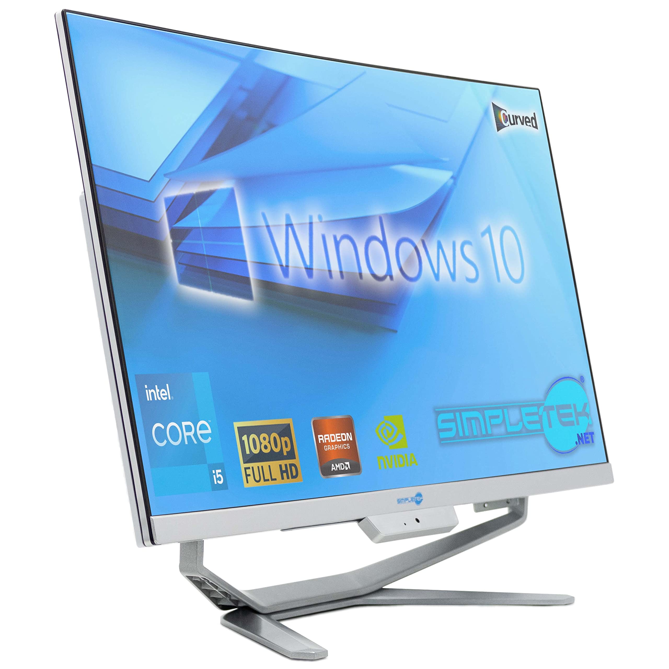 SIMPLETEK - All in One i5 10° Gen AiO 24" Windows 10 Pro 16GB RAM SSD 240GB con GPU GT730 4GB WiFi6 + BT 5.2 + Webcam | Ideale per Editing/Gaming