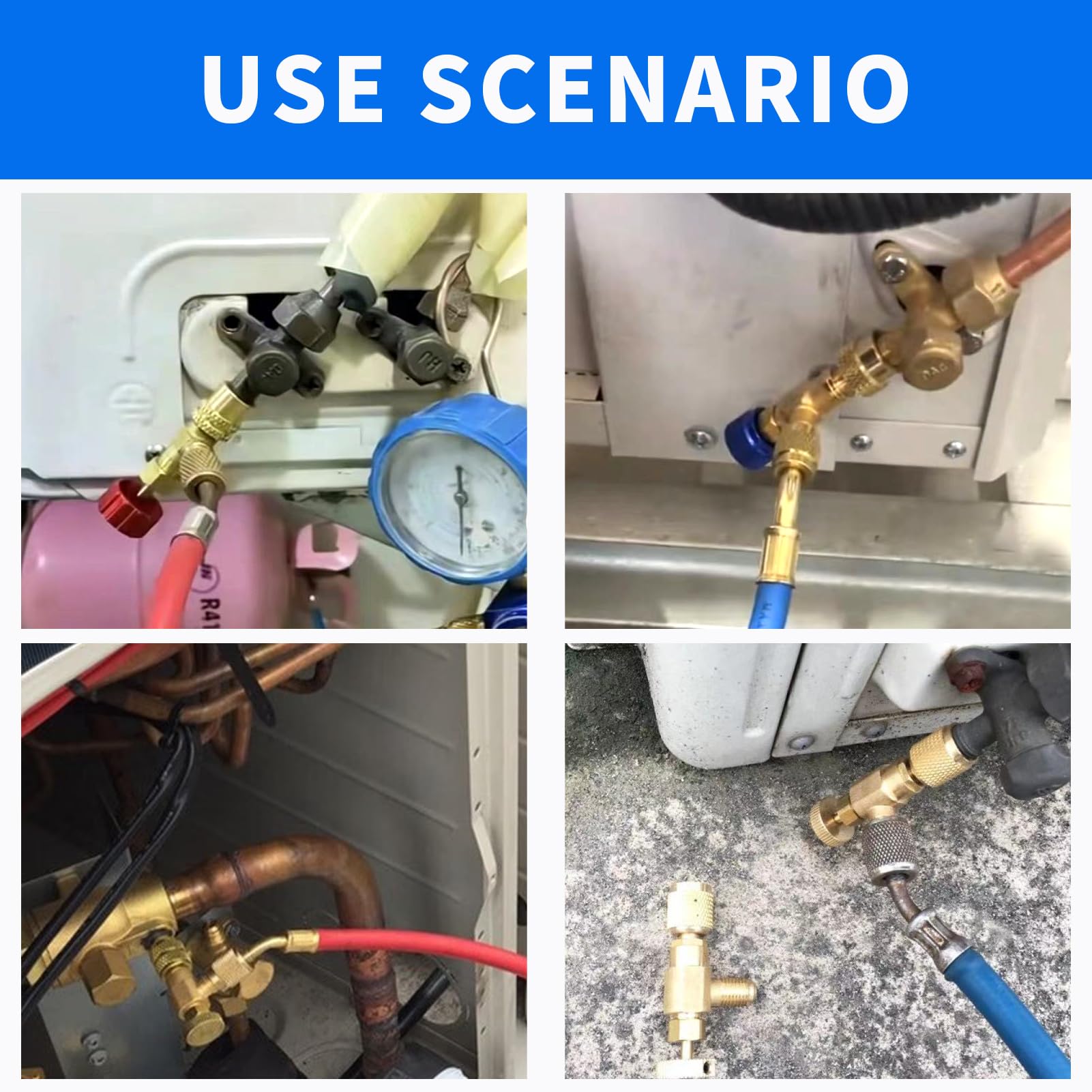 2 szt. Zawór bezpieczeństwa napełniania chłodniczego szybkozłączka, adapter klimatyzacji do R410A R22, miedziana konstrukcja, do ładowarek chłodniczych i klimatyzacyjnych